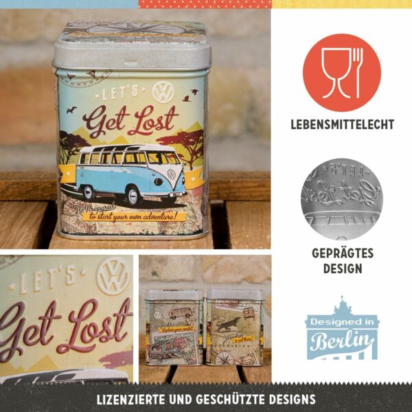 Nostalgic-Art Scatola da tè retrò Bulli T1 – Let's Get Lost - Idea regalo per gli appassionati del tè, contenitore per tè sfuso e bustine da tè, design vintage, 100 g  31306 - immagine 3